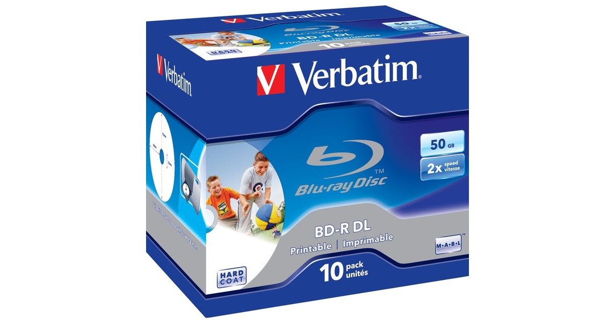 Verbatim BD-R 50 GB, Blu-ray-Rohlinge(6fach, 10 Stück, bedruckbar, Retail)