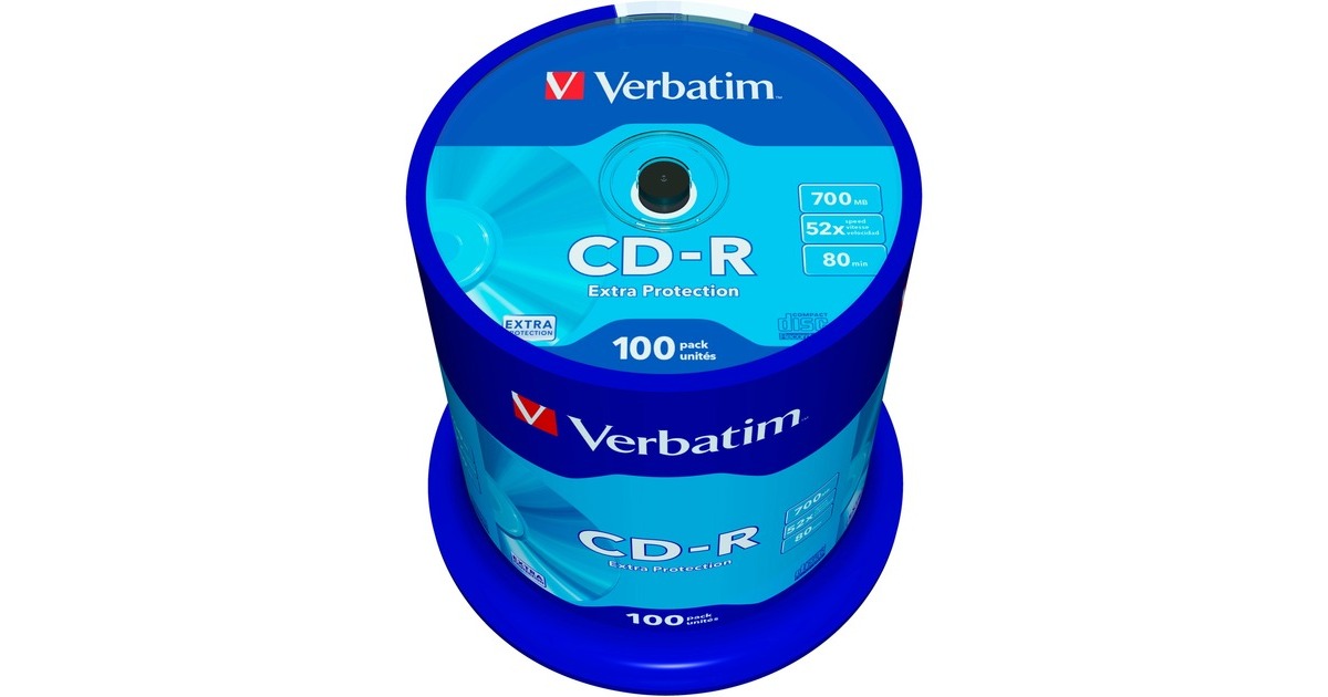 Verbatim CD-R 700 MB, CD-Rohlinge(52fach, 100 Stück)