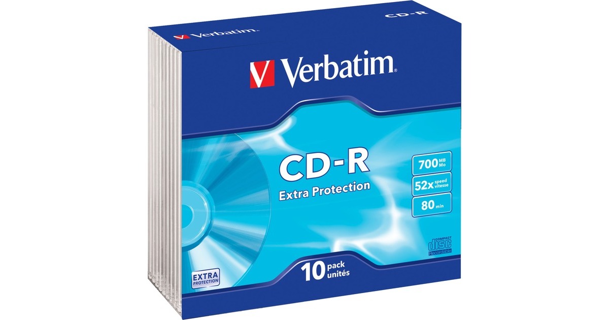 Verbatim CD-R 700 MB, CD-Rohlinge(52fach, 10 Stück, Extra Protection)