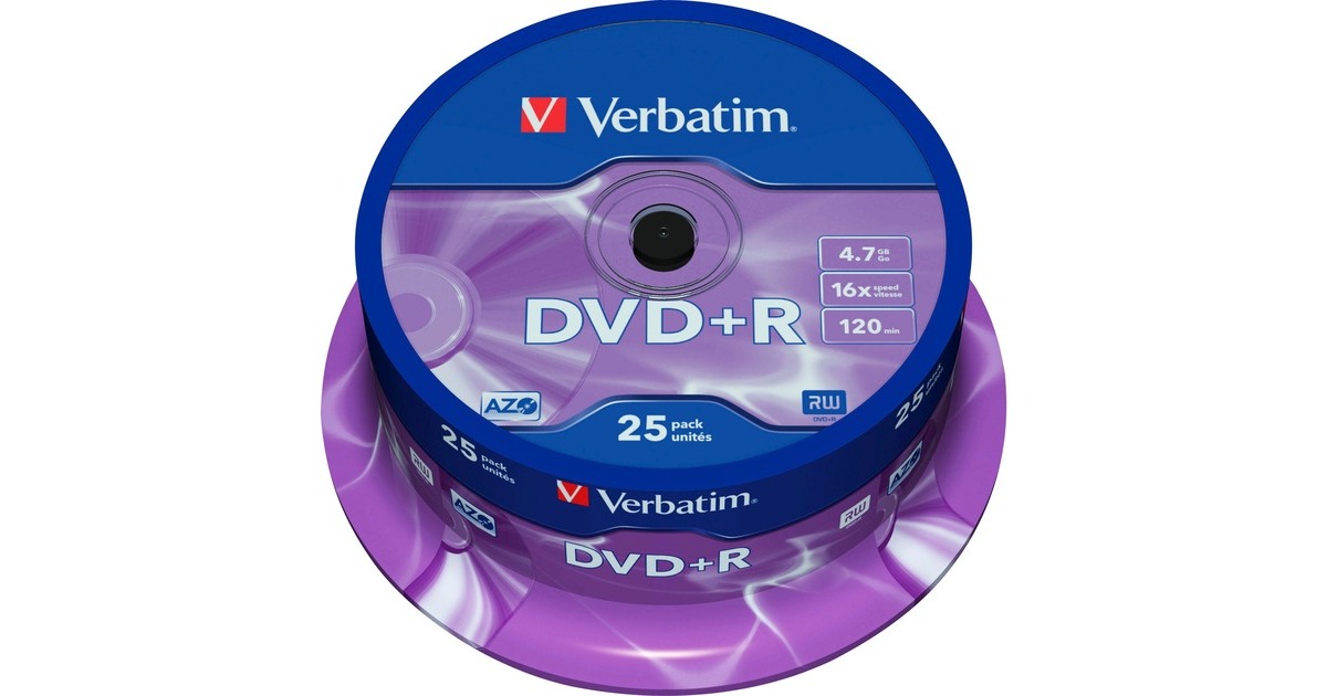 Verbatim DVD+R 4,7 GB, DVD-Rohlinge(16fach, 25 Stück)