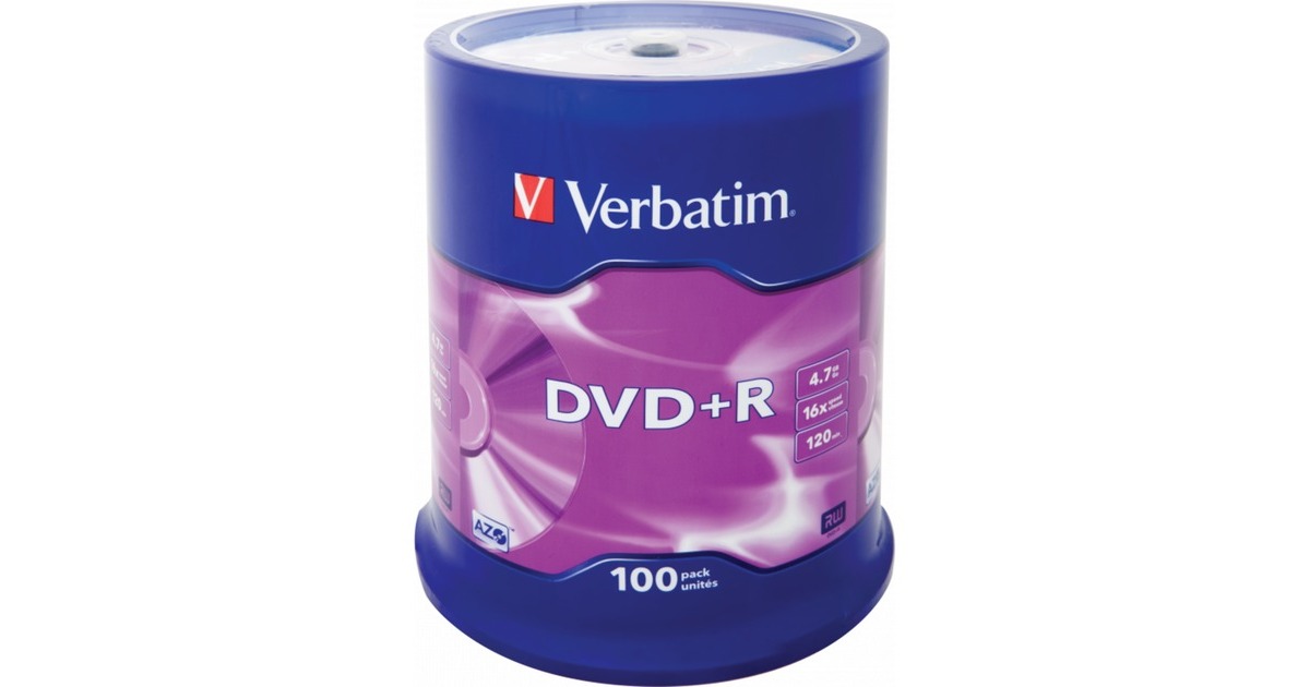 Verbatim DVD+R 4,7 GB, DVD-Rohlinge(16fach, 100 Stück)