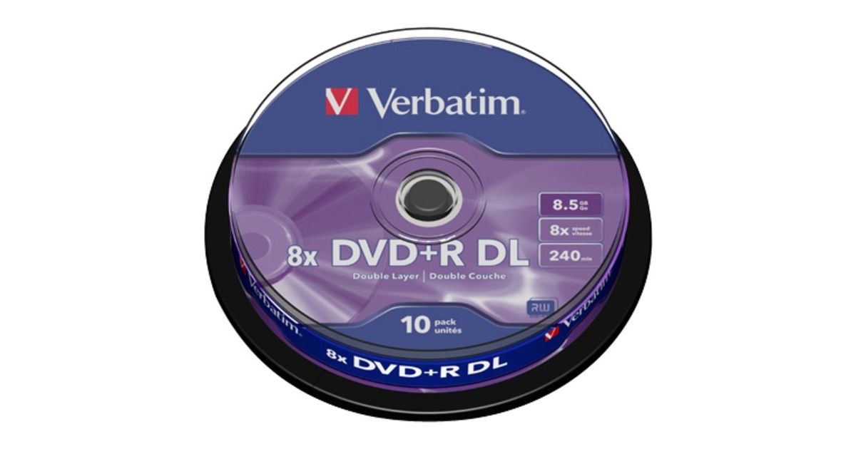 Verbatim DVD+R DL 8,5 GB, DVD-Rohlinge(8fach, 10 Stück)