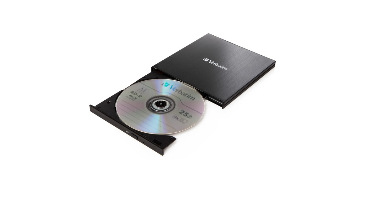 Verbatim External Slimline-Blu-ray-Writer, externer Blu-ray-Brenner(schwarz, USB 3.1 Gen 1 (Typ-C))