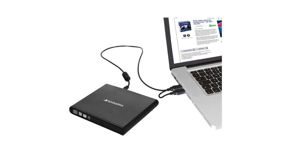 Verbatim External Slimline CD/DVD Writer, externer DVD-Brenner(schwarz)