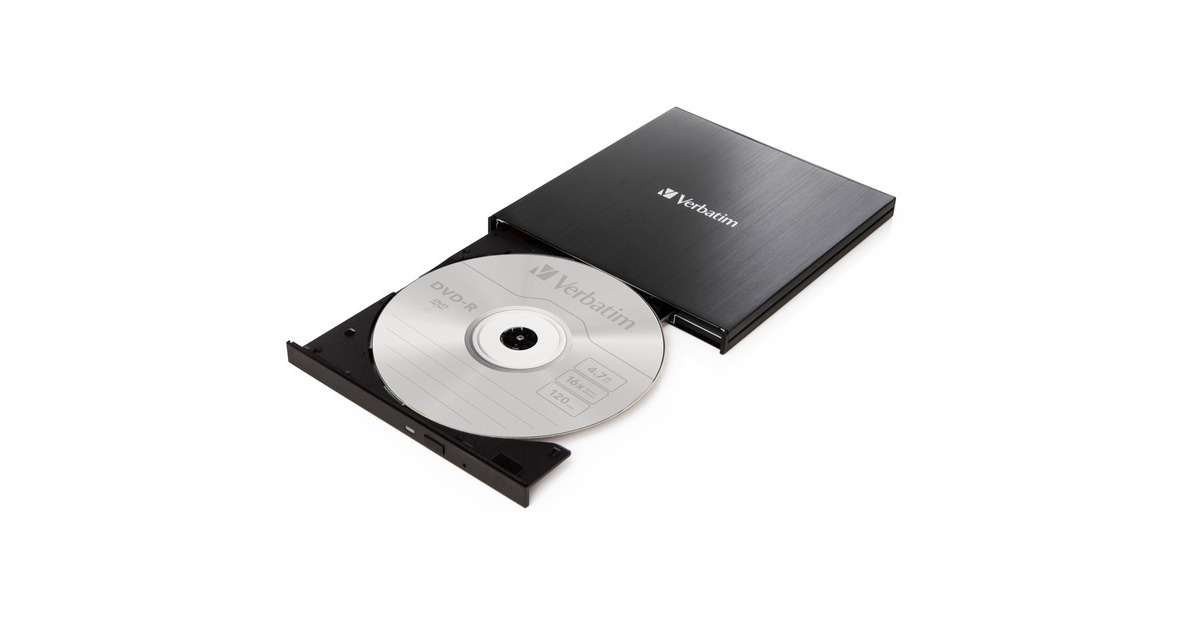 Verbatim Externer Slimline CD-DVD-Brenner, externer DVD-Brenner(USB-C 3.2 Gen 1 (5 Gbit/s))