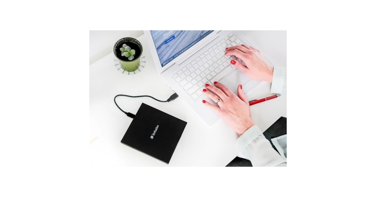 Verbatim Externer Slimline CD-DVD-Brenner, externer DVD-Brenner(USB-C 3.2 Gen 1 (5 Gbit/s))