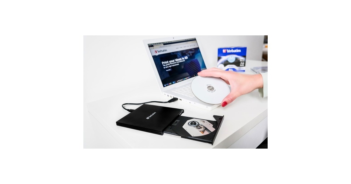 Verbatim Externer Slimline CD-DVD-Brenner, externer DVD-Brenner(USB-C 3.2 Gen 1 (5 Gbit/s))