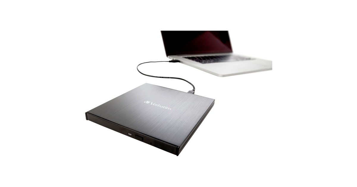 Verbatim Externer Slimline CD-DVD-Brenner, externer DVD-Brenner(USB-C 3.2 Gen 1 (5 Gbit/s))
