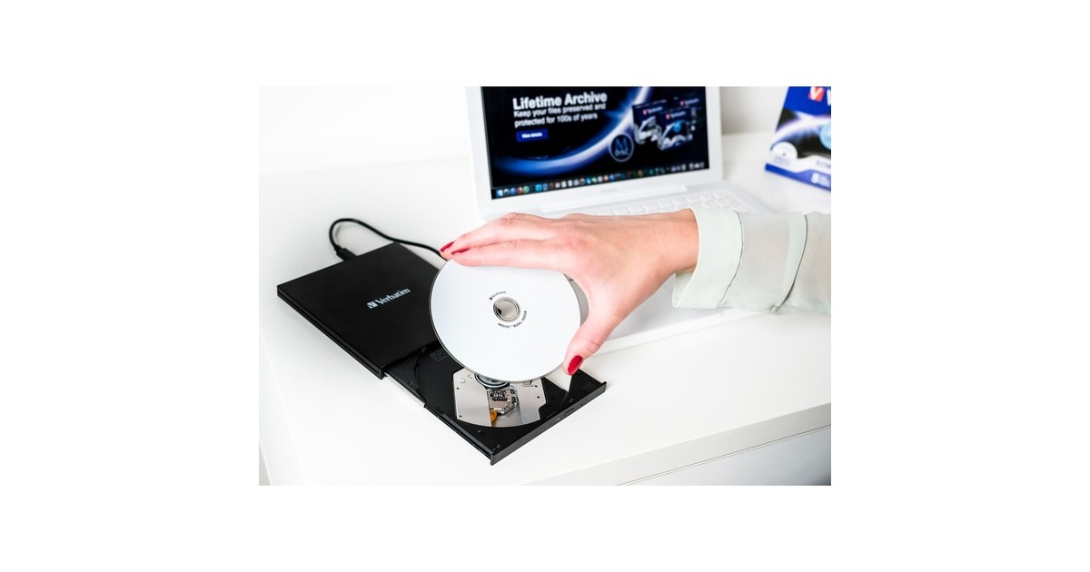 Verbatim Externer Slimline CD-DVD-Brenner, externer DVD-Brenner(USB-C 3.2 Gen 1 (5 Gbit/s))