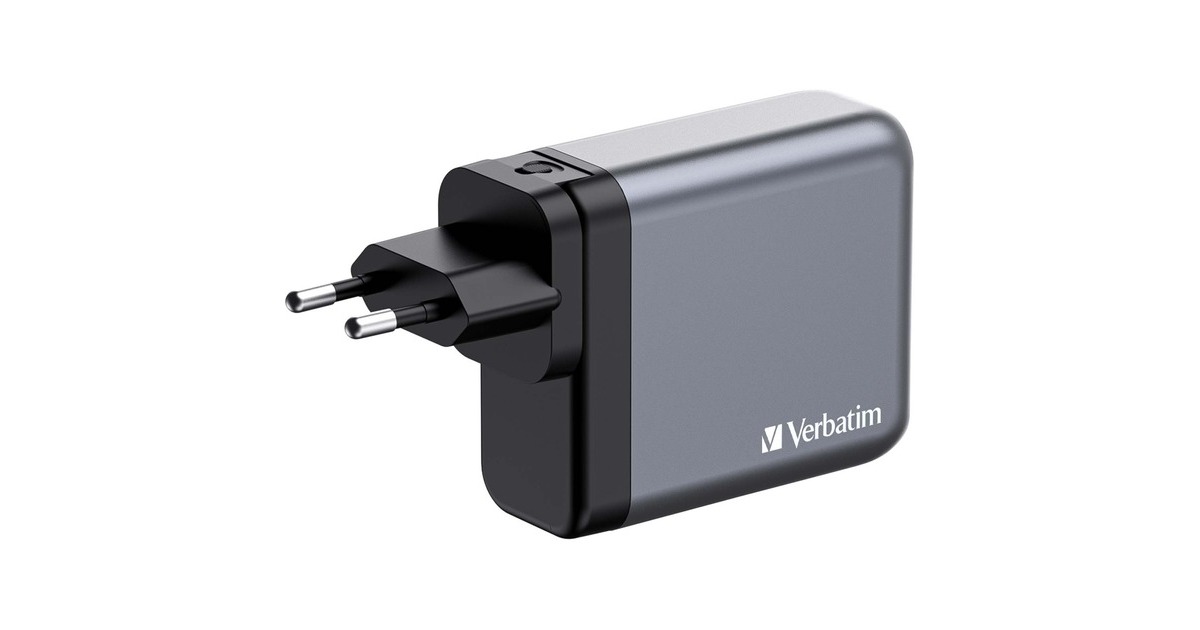 Verbatim GaN-Ladegerät 140W, 1x USB-A , 3x USB-C(grau, PD 3.1, PD 3.0, QC 3.0)