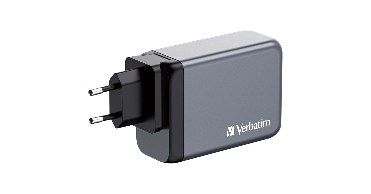 Verbatim GaN-Ladegerät 240W, 1x USB-A , 3x USB-C(grau, PD 3.0, QC 3.0)