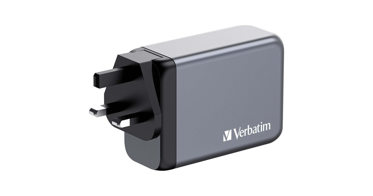Verbatim GaN-Ladegerät 240W, 1x USB-A , 3x USB-C(grau, PD 3.0, QC 3.0)