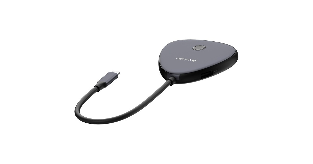 Verbatim Share My Screen USB-Wireless Adapter 4K mit Hub WDA-01(schwarz)