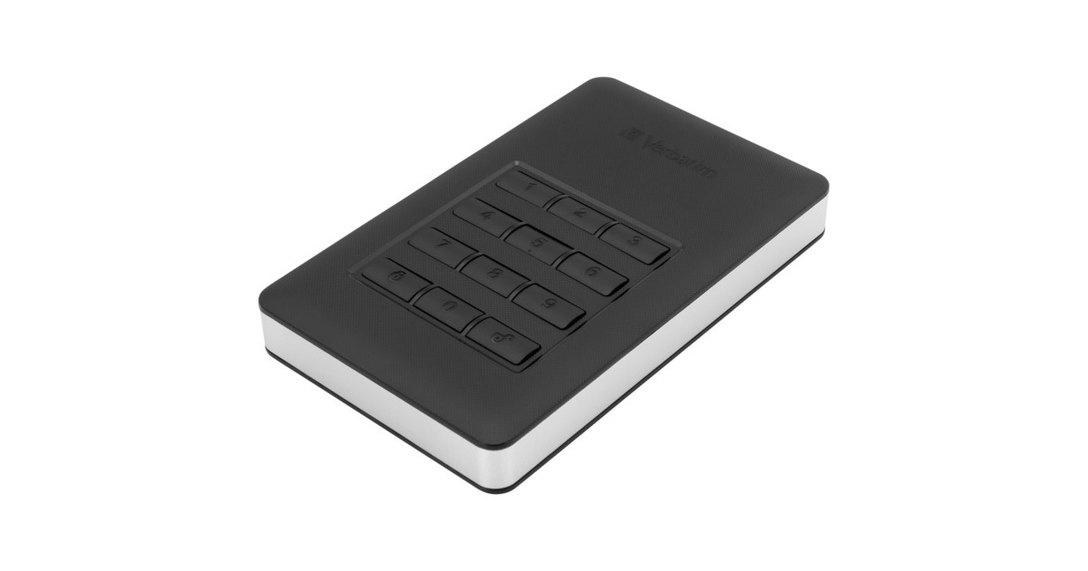 Verbatim Store 'n' Go Secure Portable, Externe Festplatte(schwarz/silber, USB-C 3.2 (5 Gbit/s))