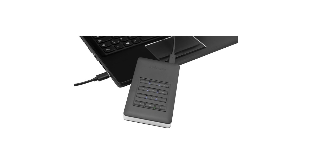 Verbatim Store 'n' Go Secure Portable, Externe Festplatte(schwarz/silber, USB-C 3.2 (5 Gbit/s))