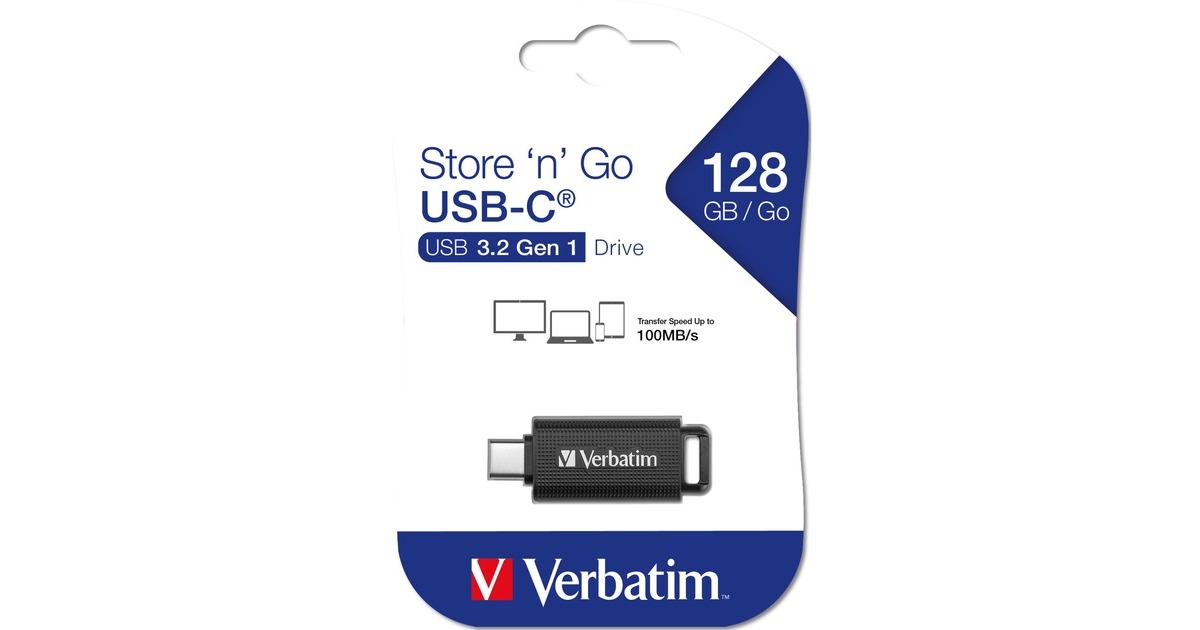 Verbatim Store 'n' Go USB-C 128 GB, USB-Stick(schwarz/grau, USB-C 3.2 Gen1)