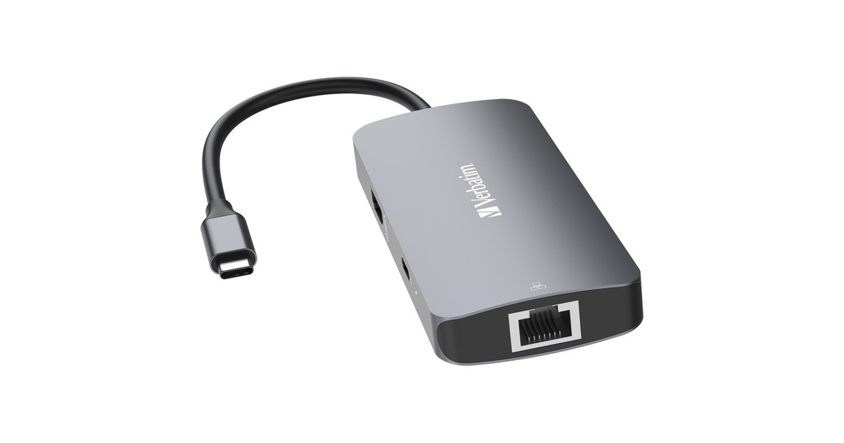Verbatim USB-C Pro Multiport-Hub CMH-05, 5 Port, Dockingstation(grau, HDMI, RJ-45, 2x USB-A, USB-C PD)