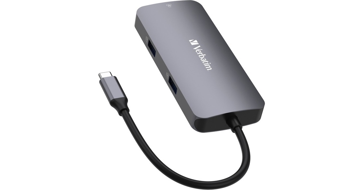 Verbatim USB-C Pro Multiport-Hub CMH-05, 5 Port, Dockingstation(grau, HDMI, RJ-45, 2x USB-A, USB-C PD)