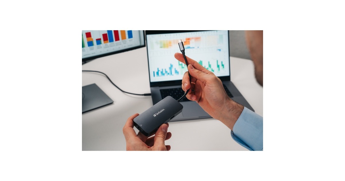 Verbatim USB-C Pro Multiport-Hub CMH-05, 5 Port, Dockingstation(grau, HDMI, RJ-45, 2x USB-A, USB-C PD)