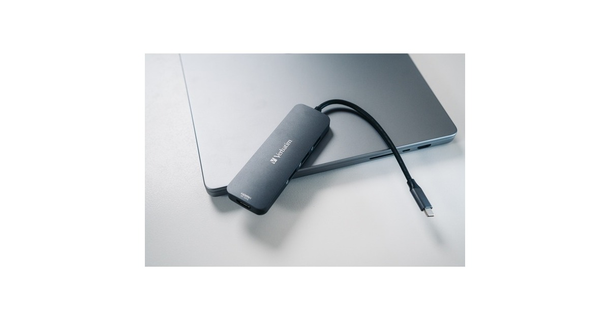 Verbatim USB-C Pro Multiport-Hub CMH-08, 8 Port, Dockingstation(grau, 2x HDMI, 3x USB-A, USB-C PD, SD, microSD)