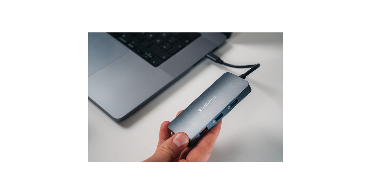 Verbatim USB-C Pro Multiport-Hub CMH-09, 9 Port , Dockingstation(grau, HDMI, RJ-45, 3x USB-A, 2x USB-C, PD, SD, microSD)