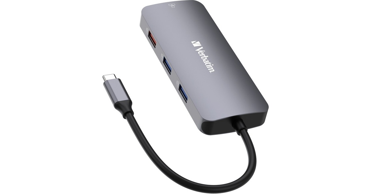 Verbatim USB-C Pro Multiport-Hub CMH-09, 9 Port , Dockingstation(grau, HDMI, RJ-45, 3x USB-A, 2x USB-C, PD, SD, microSD)