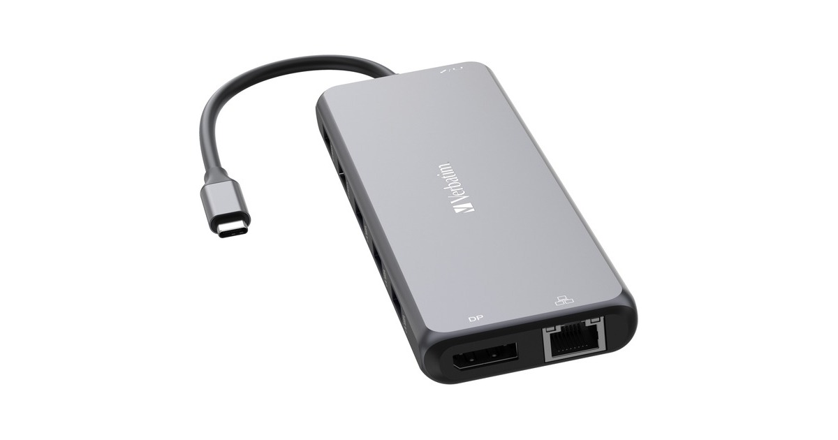 Verbatim USB-C Pro Multiport-Hub CMH-13, 13 Port, Dockingstation(grau, 2x HDMI, DP, RJ-45, 6x USB-A, Audio, 2x USB-C PD)
