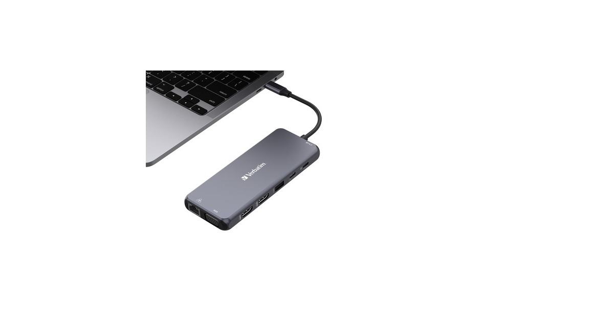 Verbatim USB-C Pro Multiport-Hub CMH-14, 14 Port, Dockingstation(grau, 2x HDMI, VGA, RJ-45, 5x USB-A, Audio, 2x USB-C, PD, SD, microSD)