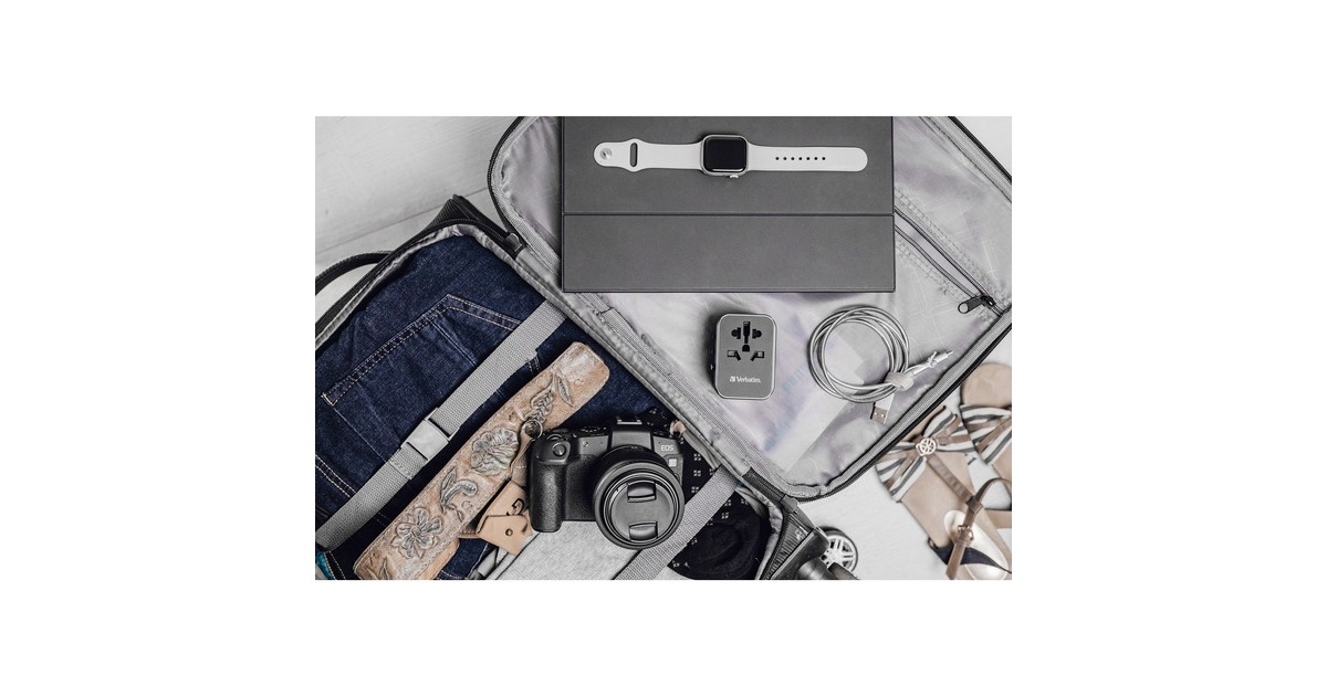 Verbatim Universal-Reiseadapter UTA-04, Reisestecker(schwarz/silber, 3x USB-A, 2x USB-C) Verbatim Universal-Reiseadapter UTA-04, Reisestecker(schwarz/silber, 3x USB-A, 2x USB-C)