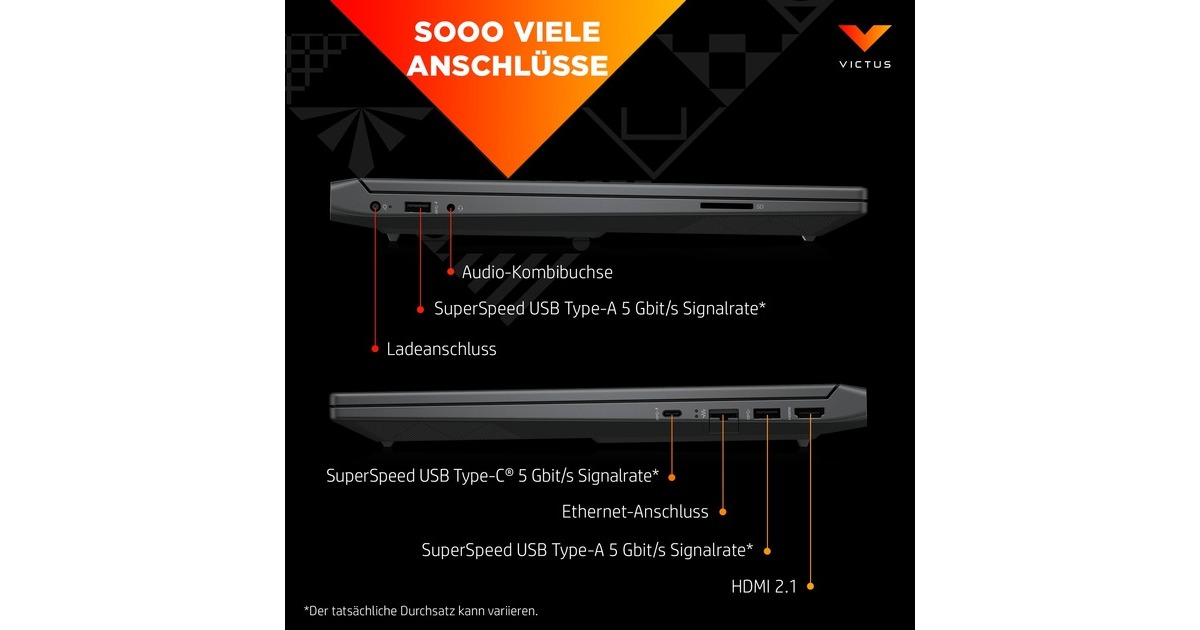 Victus by HP 15-fa1155ng, Gaming-Notebook(grau, ohne Betriebssystem, 39.6 cm (15.6 Zoll) & 144 Hz Display, 512 GB SSD)