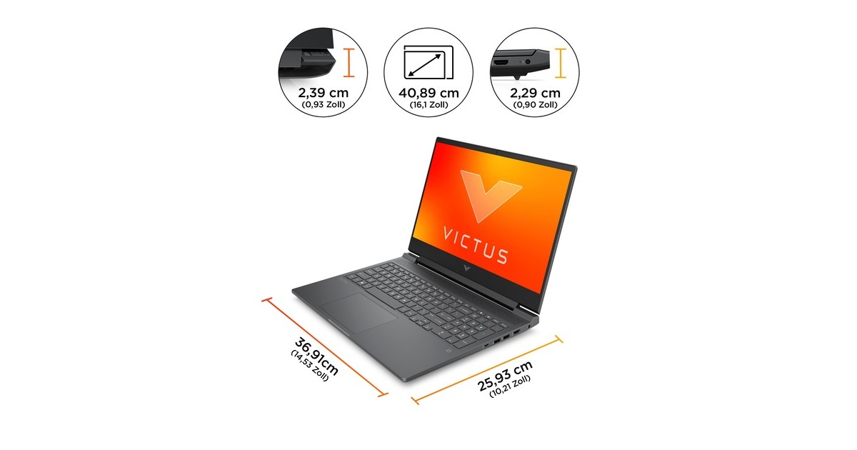 Victus by HP 16-r0177ng, Gaming-Notebook(grau, ohne Betriebssystem, 40.9 cm (16.1 Zoll) & 144 Hz Display, 512 GB SSD)
