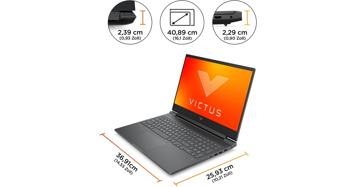 Victus by HP 16-s0155ng, Gaming-Notebook(grau, ohne Betriebssystem, 40.9 cm (16.1 Zoll) & 144 Hz Display, 512 GB SSD)