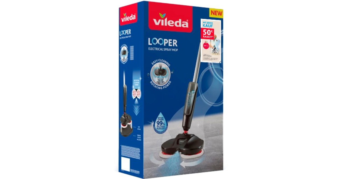 Vileda Elektrischer Sprüh-Mop Looper mydays, Bodenwischer(schwarz, Akkubetrieb, inkl. 50€ mydays Gutschein)