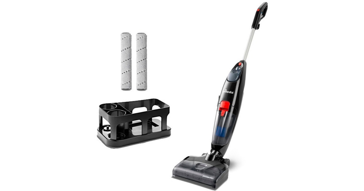 Vileda JetClean Pet, Nass-/Trockensauger(schwarz, inkl. 1 Ersatzrolle & Zubehörhalter)