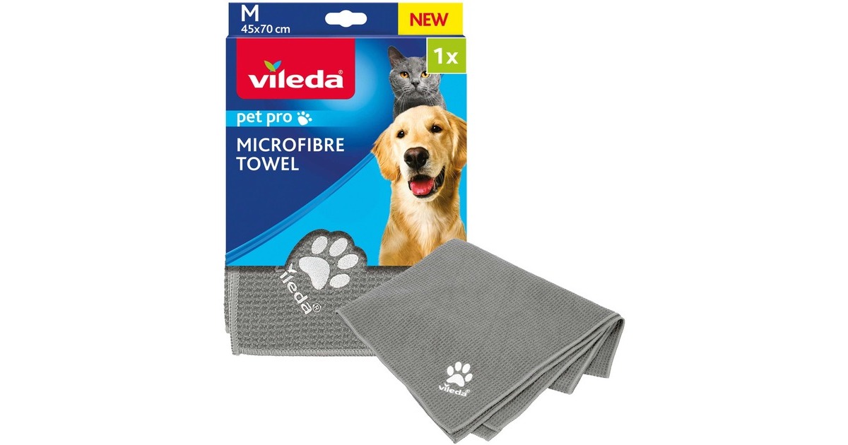 Vileda Pet Pro Microfaser-Handtuch M(grau, Größe M, 45 x 70cm)