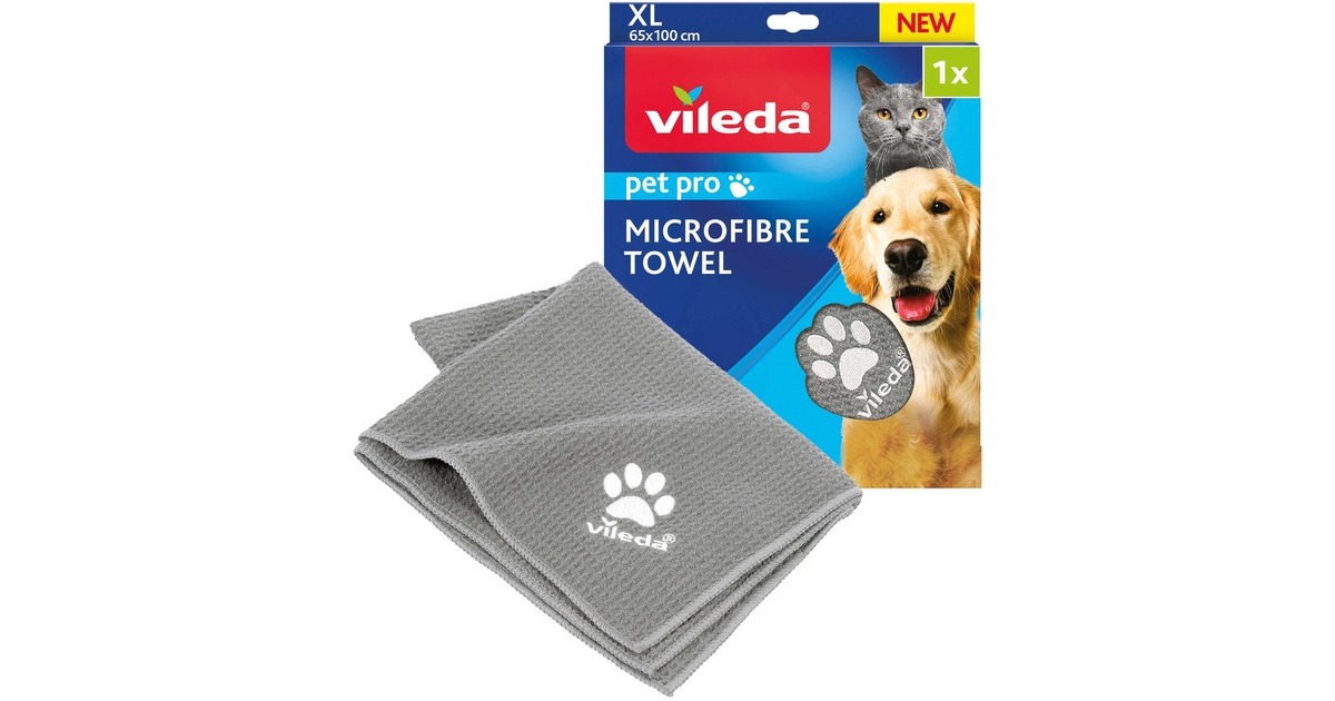 Vileda Pet Pro Microfaser-Handtuch XL(grau, Größe XL, 65 x 100cm)