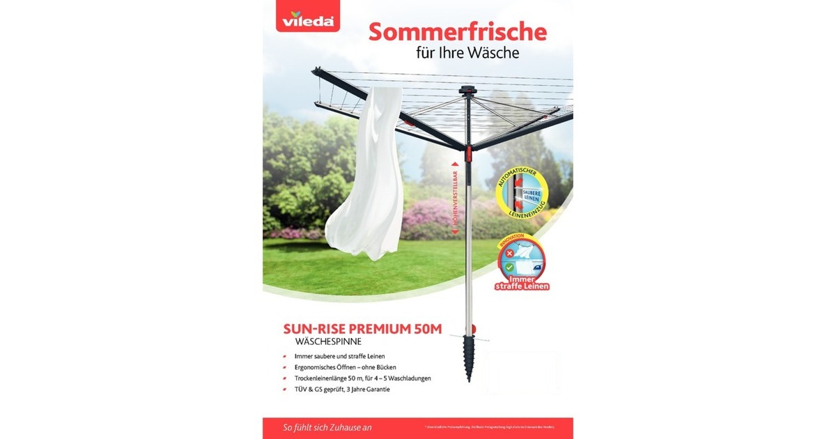 Vileda SUN-RISE Premium Wäschespinne, Wäscheständer(50 Meter)