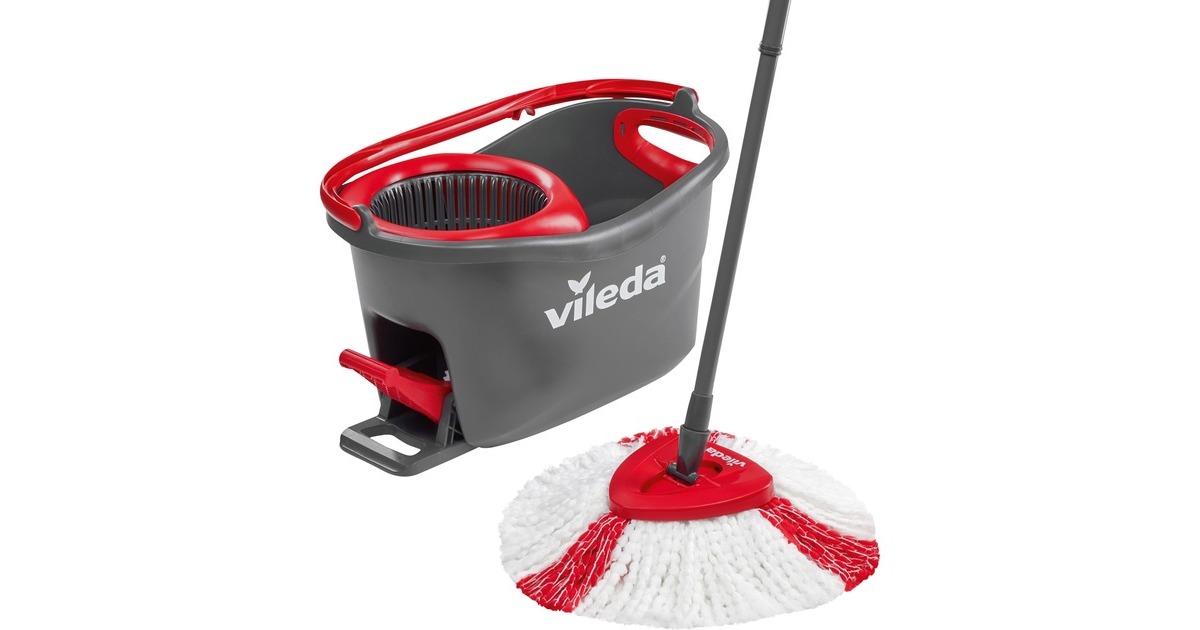 Vileda Turbo EasyWring & Clean Wischmop Komplettset, Bodenwischer(schwarz/rot, inkl. Classic Ersatzkopf)
