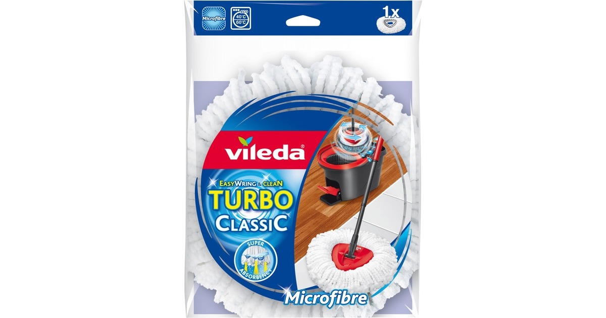 Vileda Turbo EasyWring & Clean Wischmop Komplettset, Bodenwischer(schwarz/rot, inkl. Classic Ersatzkopf)