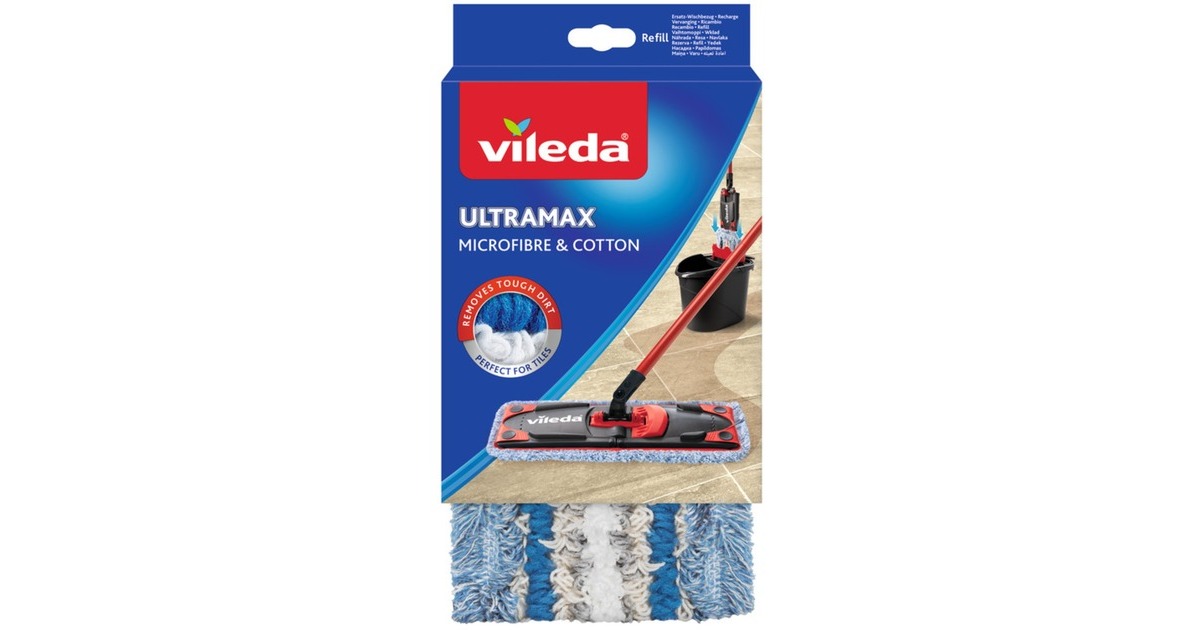 Vileda ULTRAMAX Ersatz-Wischbezug Microfibre & Cotton, extra feucht(für Ultramat 2in1 Flachwischer)