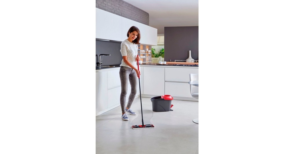 Vileda Wischer ULTRAMAX 2in1 TURBO Komplettset, Bodenwischer(schwarz/rot)