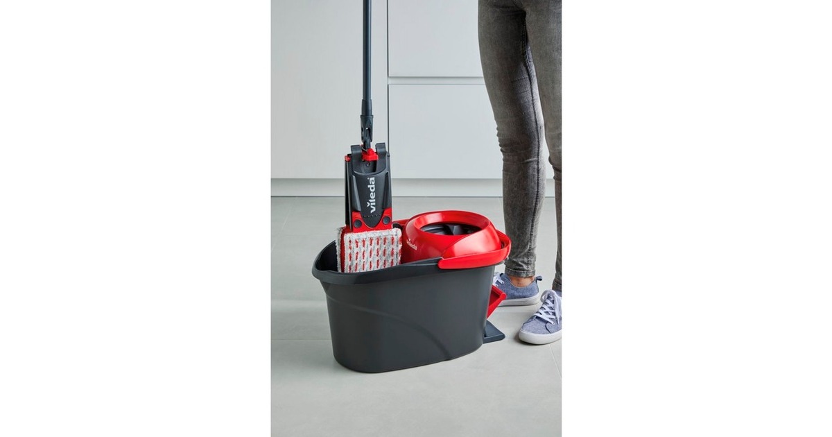 Vileda Wischer ULTRAMAX 2in1 TURBO Komplettset, Bodenwischer(schwarz/rot)