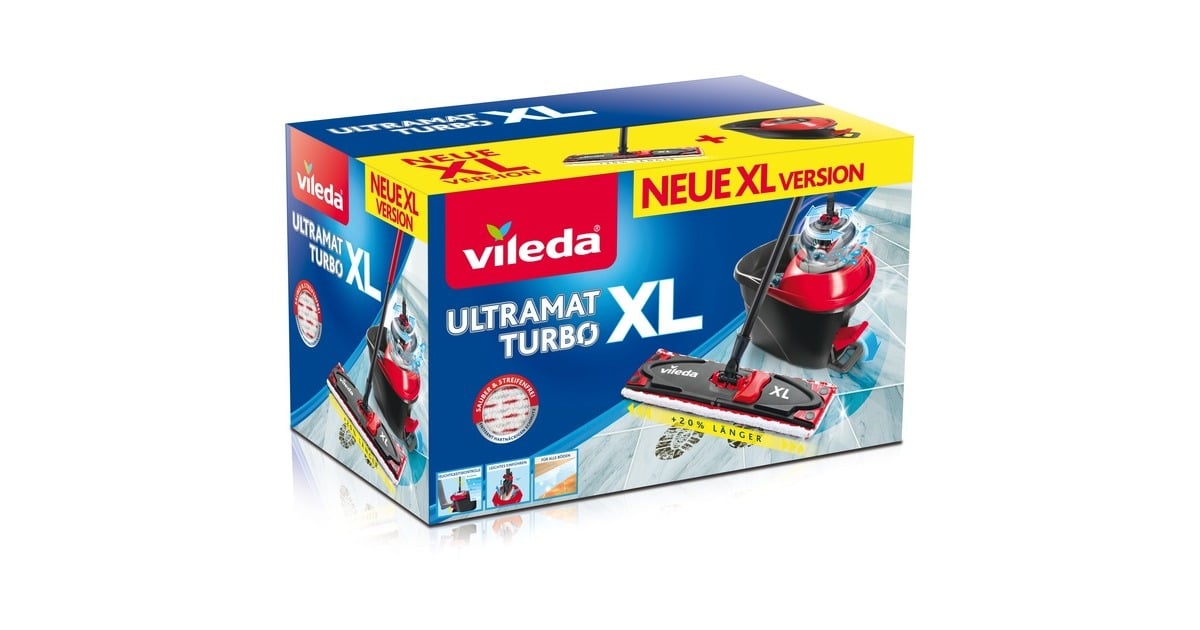 Vileda Wischer ULTRAMAX XL Turbo Komplett Box, Bodenwischer(schwarz/rot)