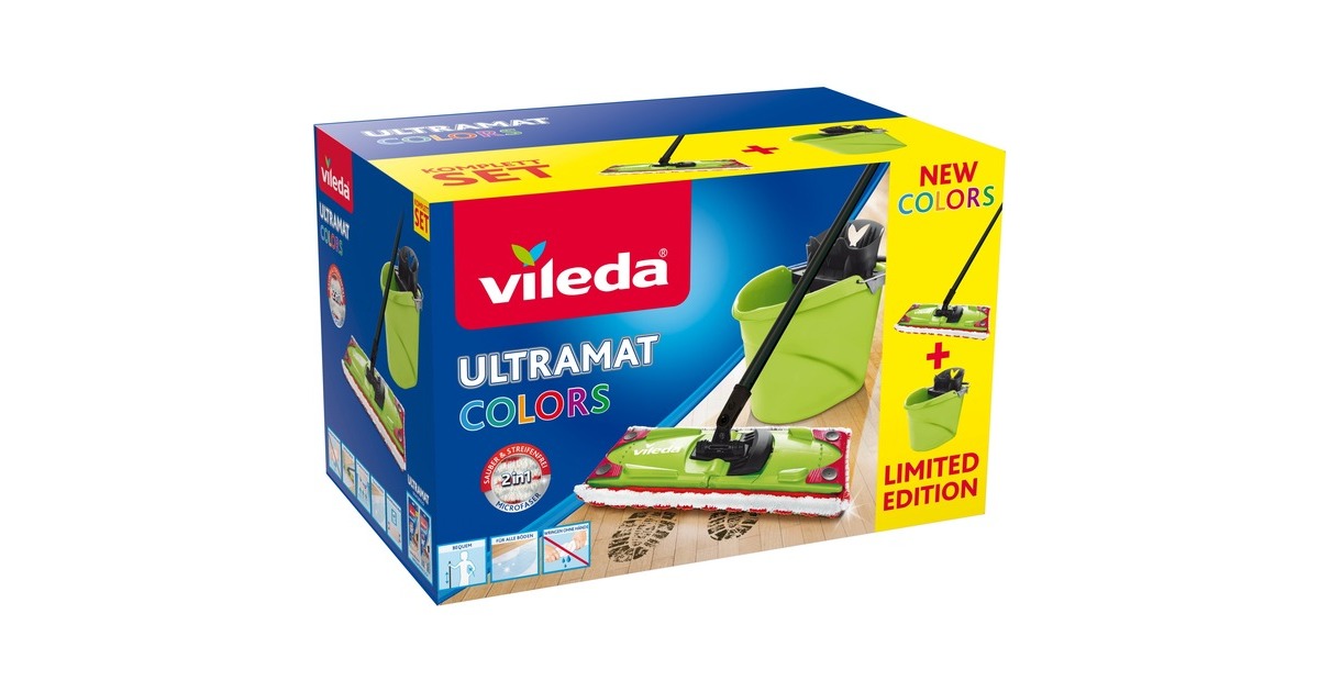 Vileda Wischer Ultramat Colors 2in1 Komplett Set, Bodenwischer(grün/schwarz, Limited Edition)