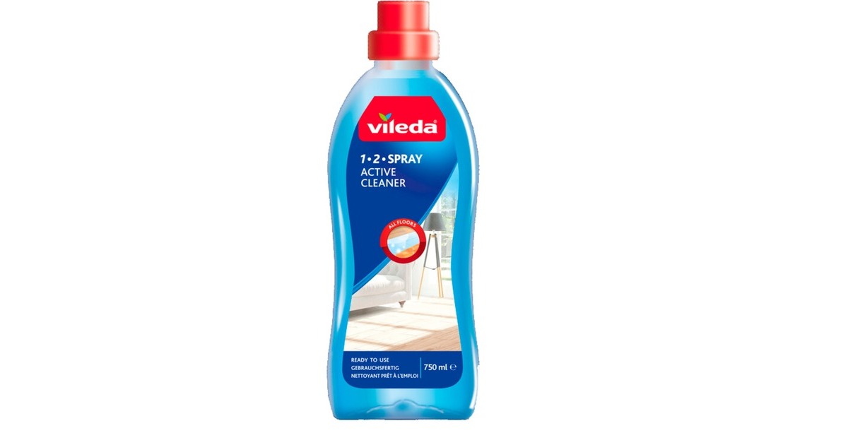 Vileda Wischmop Turbo 2in1 Microfibre Komplett Set, Bodenwischer(schwarz/rot, inkl. 750ml Vileda Bodenreiniger)
