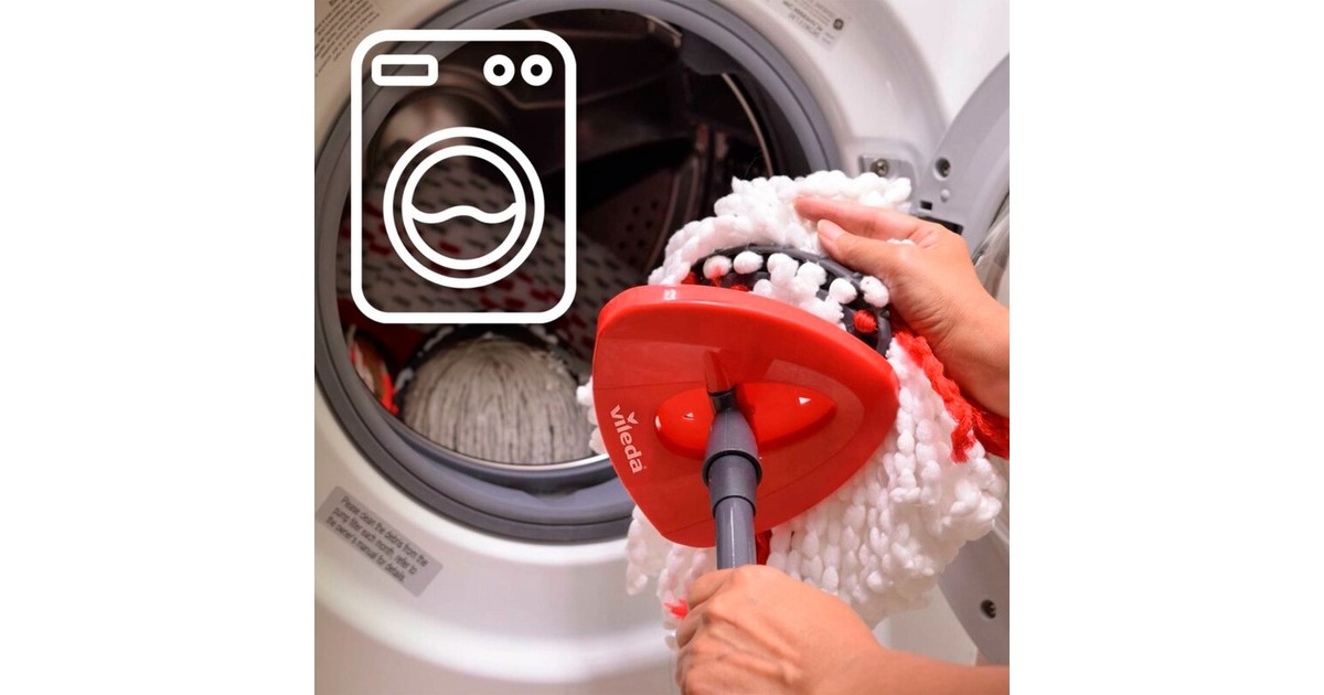 Vileda Wischmop Turbo 2in1 Microfibre Komplett Set, Bodenwischer(schwarz/rot, inkl. 750ml Vileda Bodenreiniger)