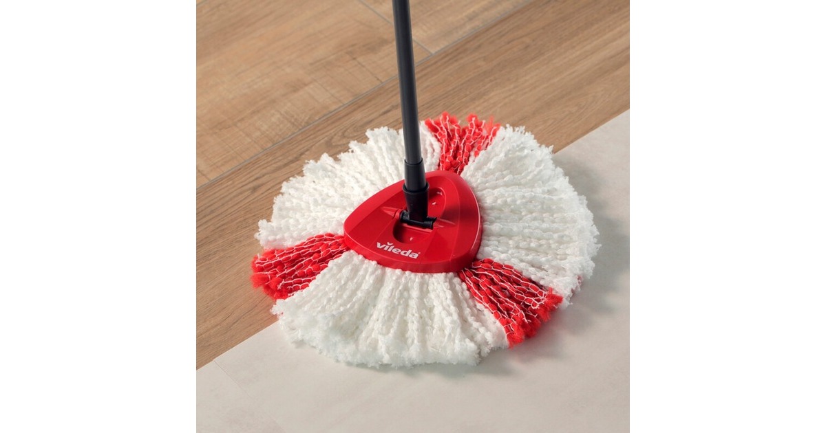 Vileda Wischmop Turbo 2in1 Microfibre Komplett Set, Bodenwischer(schwarz/rot, inkl. 750ml Vileda Bodenreiniger)
