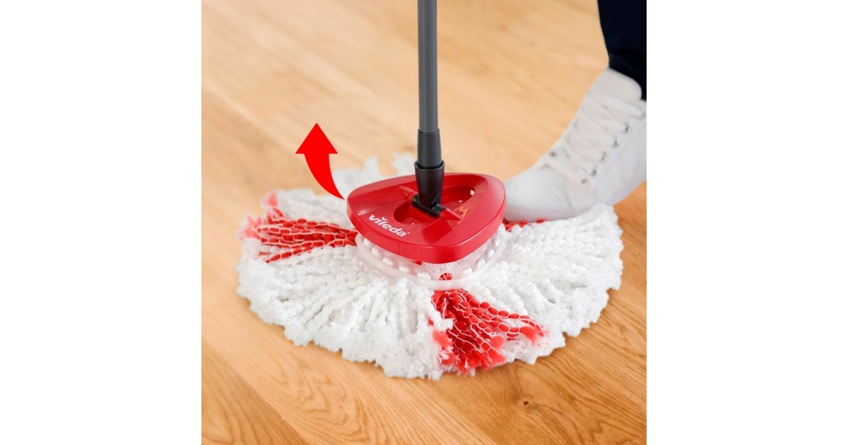 Vileda Wischmop Turbo 2in1 Microfibre Komplett Set, Bodenwischer(schwarz/rot, inkl. 750ml Vileda Bodenreiniger)