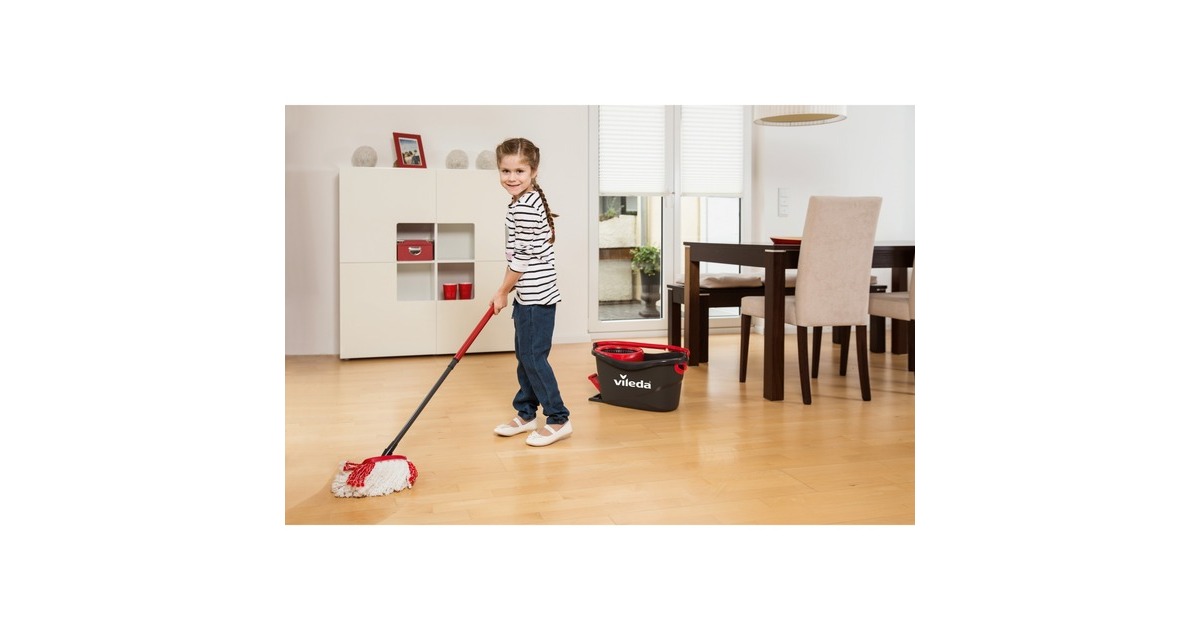 Vileda Wischmop Turbo EasyWring & Clean Box, Bodenwischer(schwarz/rot)