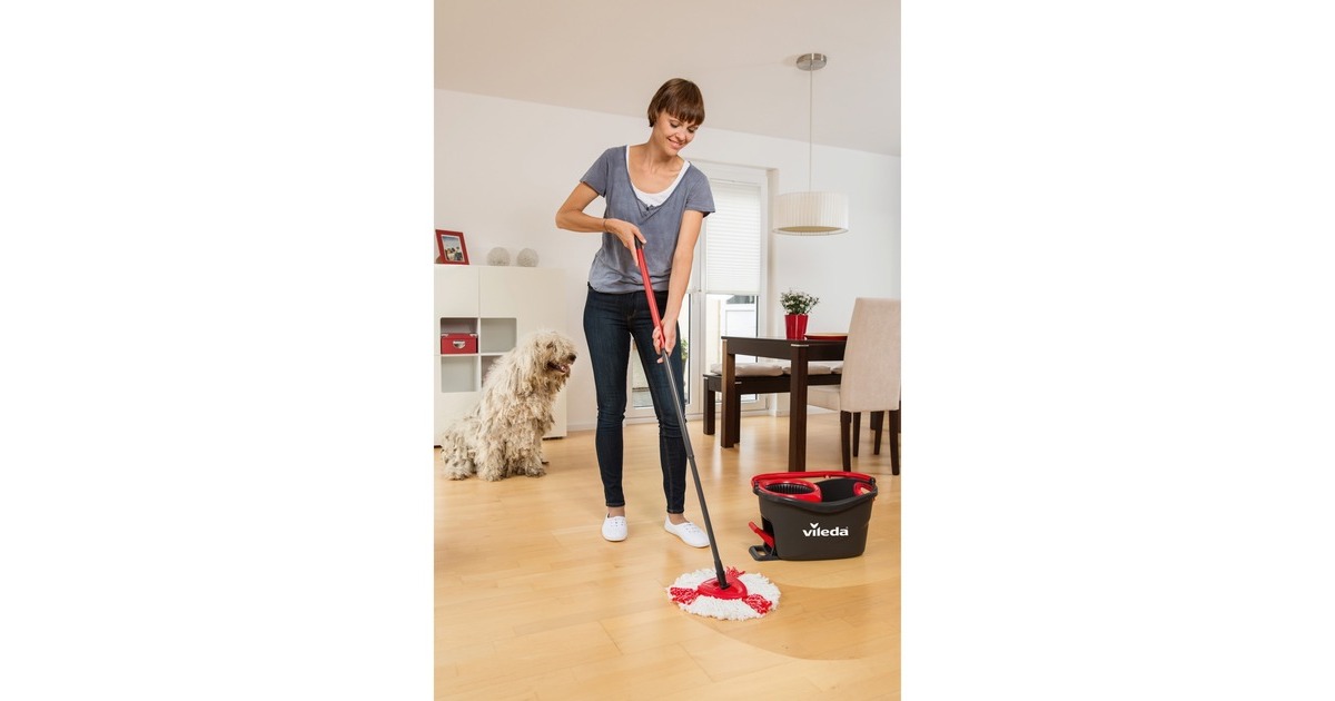 Vileda Wischmop Turbo EasyWring & Clean Box, Bodenwischer(schwarz/rot)